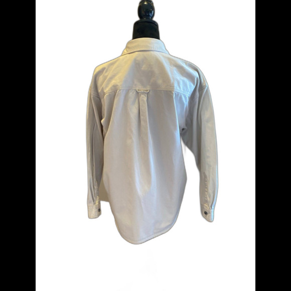 Levi Strauss Silver Womens Denim Shirt Jacket Size Medium Cream Metal Buttons - Picture 4 of 9